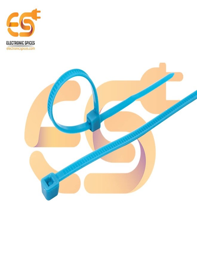 إلكترونيك سبايسس ربطات كابلات إلكترونية متعددة الأغراض ذاتية القفل من النايلون 66، مقاس 2.5 مم × 100 مم، لون أزرق، عبوة من 100 قطعة - Image 3